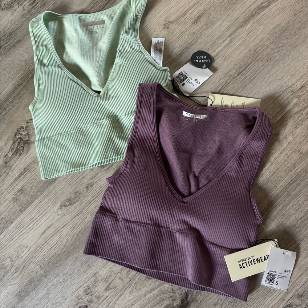 Forever 21 Ribbed V-Neck Bras - Mint and Plum NWT Size Small